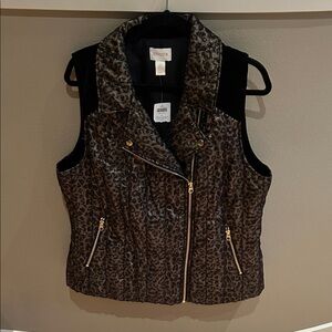 Chico's Black and Brown Animal Print Vest